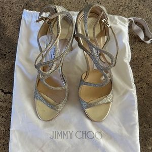 Jimmy Choo Lang Platinum Ice Dusty Gitter size 8.5